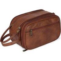Kelvenix PU Leather Toiletry Bag For Men Large Travel Wash Bag in Brown | Size: 0.6m2