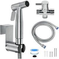 FLAVORA Handheld Silver Hygienic Bidet Spray Shower Head & Hose for Toilet | Size: 700mm x 500mm