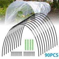 NESTLUNE 90Pcs 16 Inch Garden Cloche Hoops Flexible Greenhouse Frame in Black | Size: 120 cm x 15 cm
