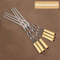 SPETLEK BBQ Skewers Wooden Handle Steel Grill 6X in Silver | Size: 0.6m2