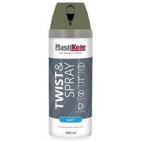 Plastikote Premium Matt Aerosol Spray Paint Olive Green 400ml