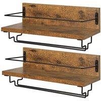 Levede Wall Wine Rack With Glass Holder Floating Wine Shelf Home Bar Storage in Brown