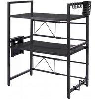 Toque 3 Tier Expandable Microwave Oven Rack Stand Kitchen Storage Shelf in Black