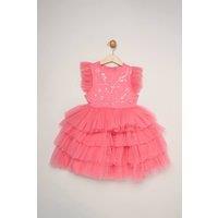 Miss Girl's Embellished Floral Sequin Tulle Dress in Pink | Size: 8 Years