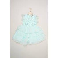 Miss Girl's Embellished Floral Sequin Tulle Dress in Baby Blue | Size: 8 Years