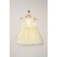 Miss Girl's Tulle Dress with Rhinestone & Bows in Yellow | Size: 7 Years