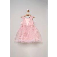 Miss Girl's Tulle Dress with Rhinestone & Bows in Pink | Size: 7 Years