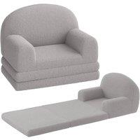 VOGREX Kids Couch Sofa Bed 2-in-1 Folding Toddler Chair Bed Soft Sherpa in Grey