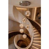 Living and Home Modern Six-Head Pendant Light Chandelier in Silver