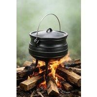 ExtraStar 8L Cast Iron Potjie Pot with Lid for Outdoor in Black