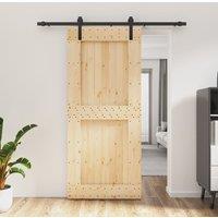 Berkfield Home Sliding Door with Hardware Set 90x210 cm Solid Wood Pine in Brown