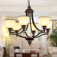 Garwarm 6-Light Vintage Candle Pendant Light, Adjustable Height Hanging Light