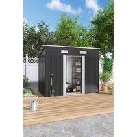 H&O Direct Outdoor Compact Metal Patio Storage Tool Shed in Black