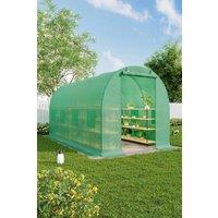 H&O Direct Walk-in Tunnel Outdoor Greenhouse with Steel Frame in Green
