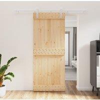 Berkfield Home Sliding Door with Hardware Set 85x210 cm Solid Wood Pine in Brown