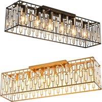 Garwarm Set of 2 Modern Rectangular Crystal Chandelier