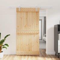 Berkfield Home Sliding Door with Hardware Set 100x210 cm Solid Wood Pine in Brown