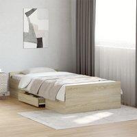 Berkfield Home Bed Frame with Drawers without Mattress Sonoma Oak 90x190 cm Single in Brown