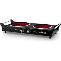 Cusimax Silver Black 62cm 2100W Portable Ceramic Dual Hot Plate with Handle