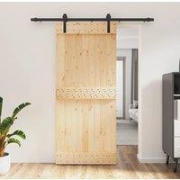 Berkfield Home Sliding Door with Hardware Set 90x210 cm Solid Wood Pine in Brown