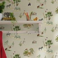 Sophie Allport Animals of the World Hambleton Sage Wallpaper in Green | Size: 10000mm x 520mm