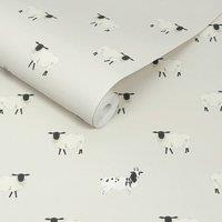 Sophie Allport Sheep Off-White Wallpaper in White | Size: 10000mm x 520mm