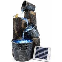 Gardenwize Solar Cascading Woodland Water Feature with Battery Back Up in Brown