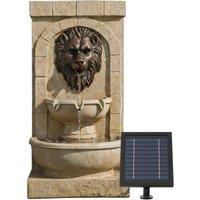 Gardenwize Solar Lion Head Water Feature With Battery Backup in Beige