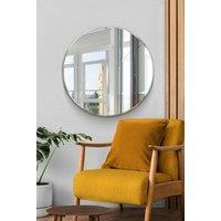 MirrorOutlet All Glass Bevelled Classic Design Round Mirror 90 x 90CM in Silver | Size: 1 Pack