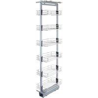 Monstershop KuKoo Pull Out Soft Close Kitchen Larder - 46cm D x 190-220cm H in Silver