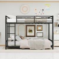 Matteo Black Metal Bunk Bed - Safety Railing & Ladder | Size: Single