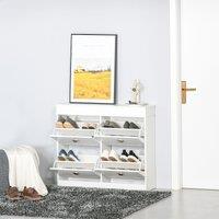 HOMCOM Shoe Cabinet with 4 Flip Drawers Storage Cupboard with Adjustable in White