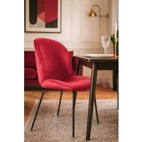Fusion Living Luxurious Velvet Dining Chair with Black Metal Legs in Red