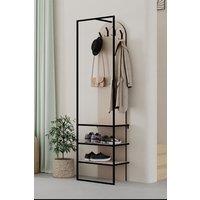 FWStyle Hallway Furniture Shoe Storage Unit Coat Rack Sandstone Tall Slim in Beige