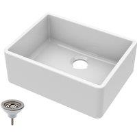 Balterley 1 Bowl Fireclay Butler Kitchen Sink Central Waste 595x450x220mm in White