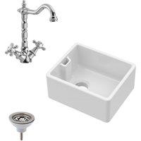 Balterley Fireclay Belfast Kitchen Sink Waste & Tap 445mm in White