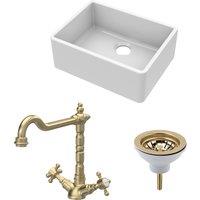 Balterley Single Bowl Butler Sink, Strainer Waste & French Classic Mono Tap in White