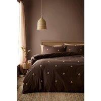 Appletree 'Dot Garden' 100% Cotton Embellished Duvet Cover Set in Chocolate | Size: Super King