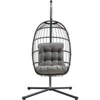 Monstershop Rattan Hanging Egg Chair - Black