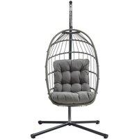 Monstershop Rattan Hanging Egg Chair - Grey