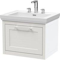 Balterley Wall Hung 1 Drawer Vanity Unit & 3TH Fireclay Basin, 600mm, White