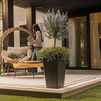 Nicoman Avondale Smooth Black Tall Square Planter Non-Shed Non-Crack Rubber Tall Planter | Size: 2 Pack