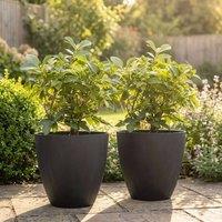 Nicoman Madison Smooth Black Tall Planter Non-Shed Non-Crack Rubber Tall Planter | Size: 2 Pack