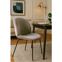 Fusion Living Luxurious Velvet Dining Chair with Black Metal Legs in Light Grey