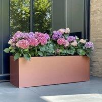 Woven Wood 100cm Zinc Galvanised Rose Gold Trough Planter