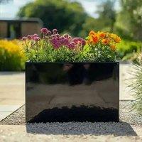 Woven Wood 80cm Long Zinc Platinum Black 60cm Tall Trough Planter