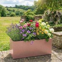 Woven Wood 75cm Zinc Rose Gold Finish Trough Planter