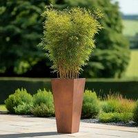 Woven Wood 90cm Zinc Copper Finish Tall Tapered Square Planter