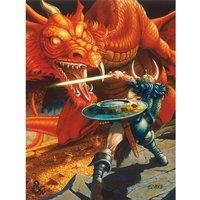 Dungeons & Dragons Warrior Red Dragon Framed Canvas Print in Orange
