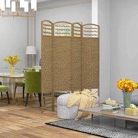 HOMCOM 4 Panel Folding Room Divider, Freestanding Privacy Screen, Natural